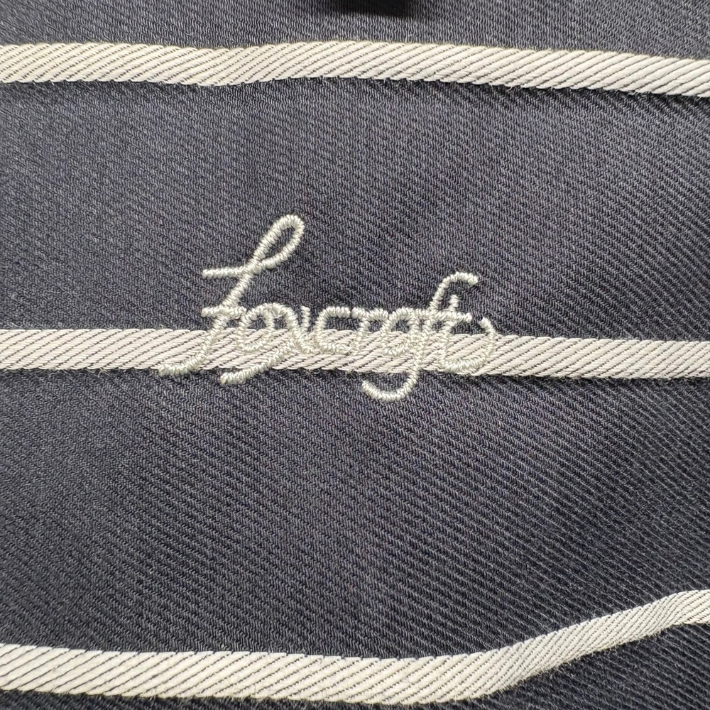 Foxcroft Navy White Striped Button Up Shirt Size 24W Wrinkle Free Shaped Fit - Picture 5 of 12